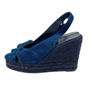 Caytamer Blue Suede Peep Toe Slip Back Espadrilles